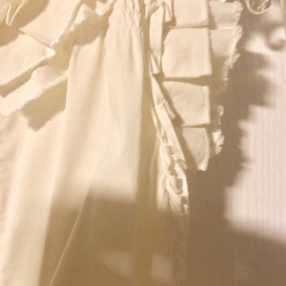 BCBGMaxAzria White Ruffle Pretty Blouse - Picture 7 of 10
